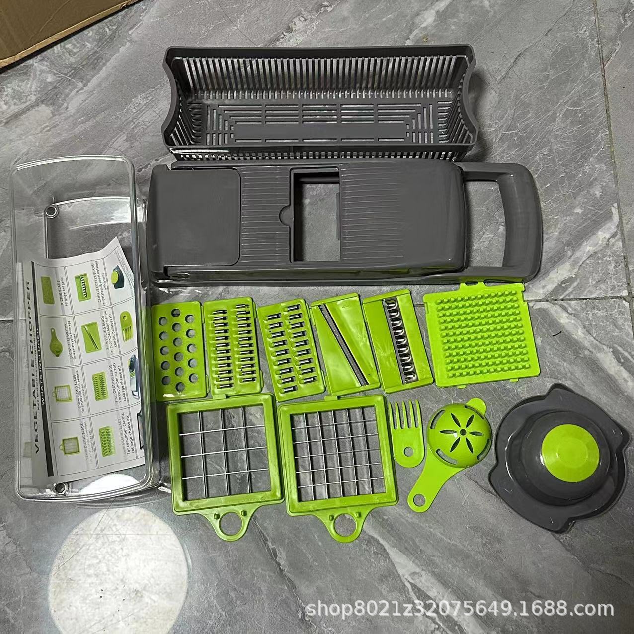 Cortador de verduras multifuncional 16 en 1, rebanador, picador y ayudante de cocina versátil