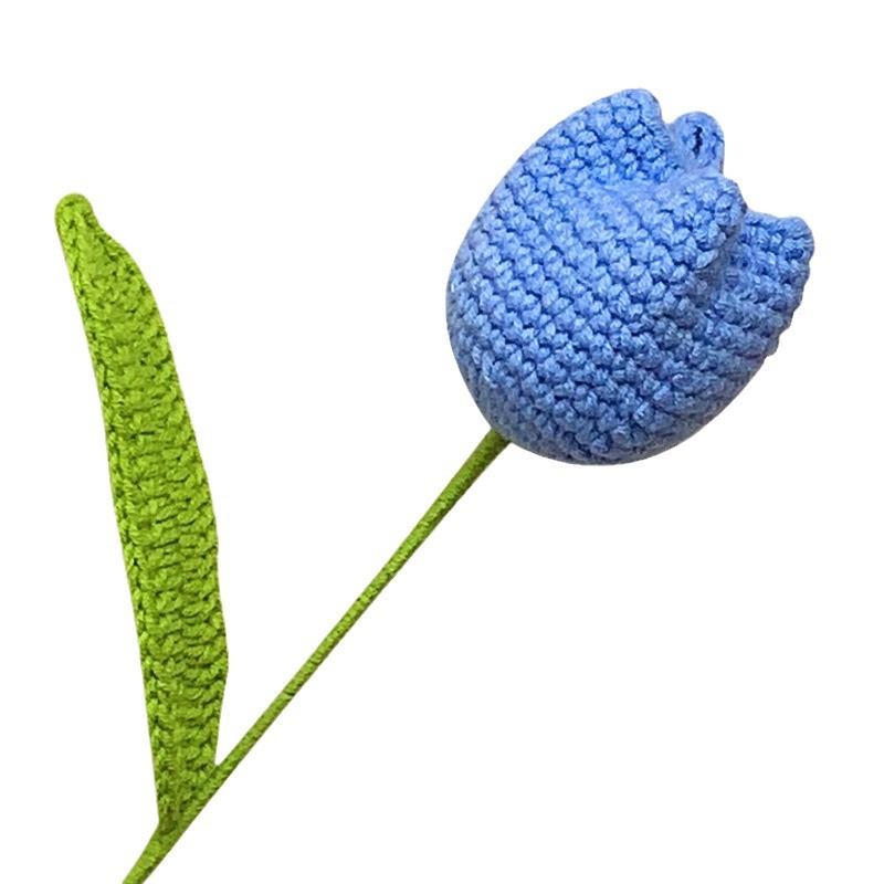 Tulip tejido a mano tridimensional eterno ramo de lana ganchillo flor artificial acabado regalo del Día de San Valentín al por mayor