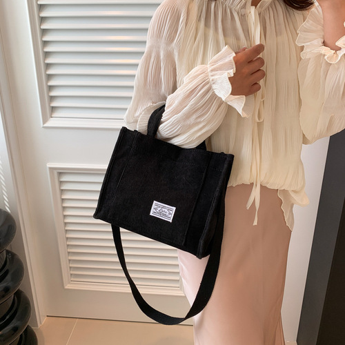 Cross-border tote bag, corduroy women's handbag, Korean-style women's bag, casual crossbody bag, trendy shoulder bag for college students