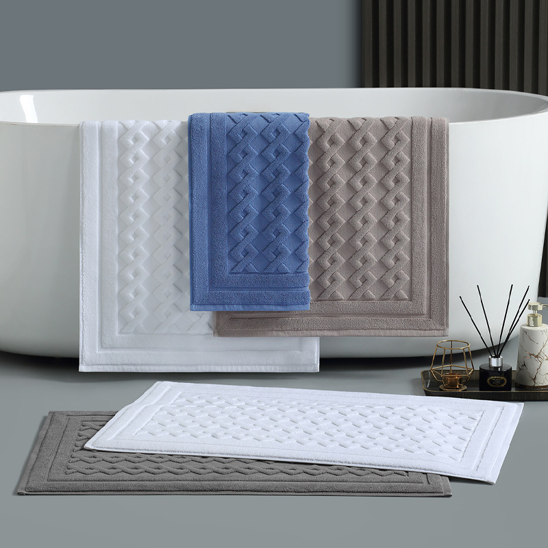 Venta al por mayor Toalla de piso del hotel 32 algodón engrosado blanco antideslizante absorbente hogar Baño piso alfombra toalla personalización