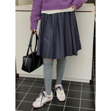 衣尔衫 好搭配 波点五分百褶裙高腰半身裙女百搭显瘦韩系新款0711