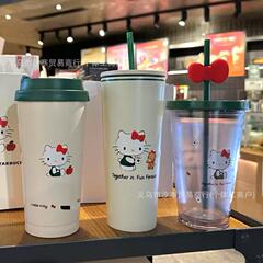 現物星父ハローキティ連名ストローカップステンレス保温カップ高颜値コップ卸売り