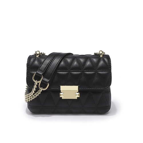 Ladies' Crossbody Bag with a Luxurious Texture and Exclusive Chanel-inspired Striped Chain Design, a Trendy Small Bag This Year
