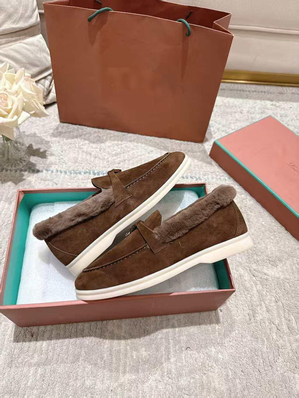 纯原高版本LP2025秋冬情侣款一脚蹬乐福鞋豆豆鞋加厚麂皮羊毛保暖|undefined
