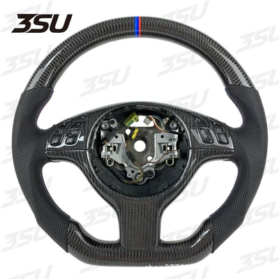 Suitable for Bmw E46 3 Series Leather Carbon Fiber Steering Wheel Upgrade Modified Sports Car Steering Wheel (Steering wheel) - style-1