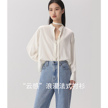 浪漫法式长袖衬衫女宽松系带衬衫透气免烫易打理云感衬衣