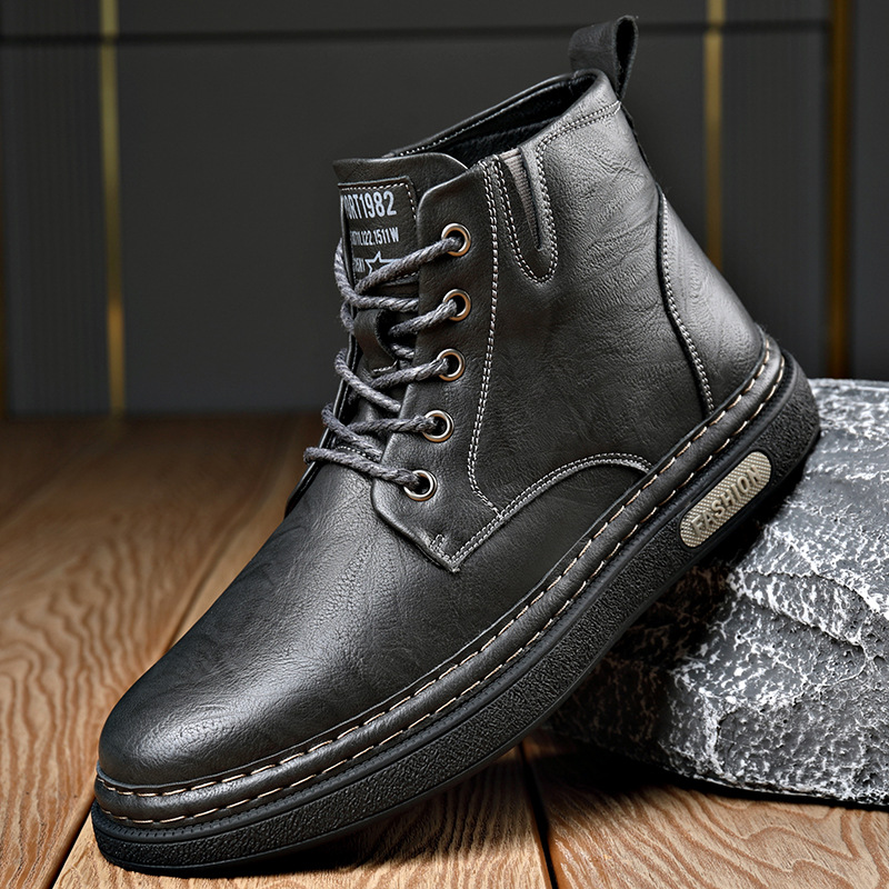 Martin boots men's shoes 2023 new autumn and winter fleece-lined high-top British style fashionable all-match cotton boots