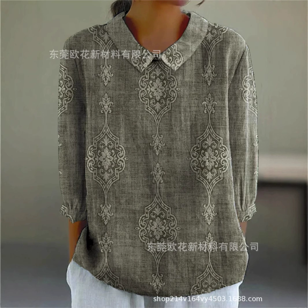 Внешняя торговля, трансграничная независимая станция, летняя новая стильная свободная повседневная футболка с длинными рукавами и 3D принтом, европейские и американские женщины