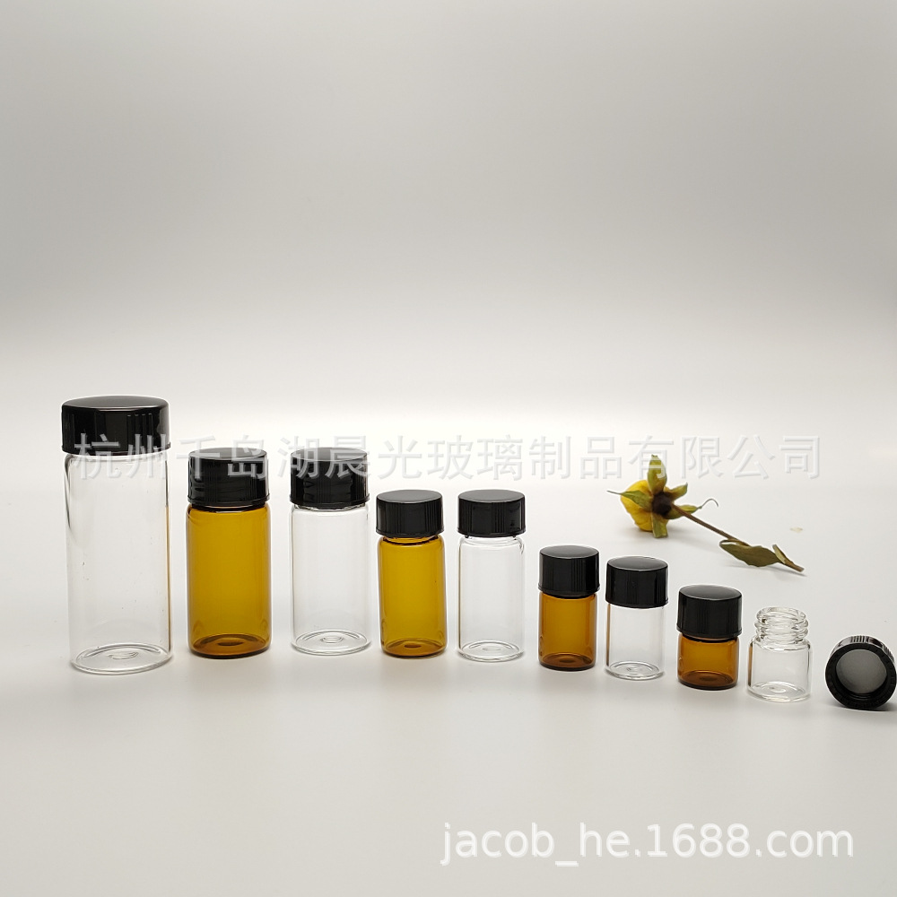 【厂家供应】10ml玻璃瓶螺纹瓶含塑料盖药瓶试剂瓶精油瓶高硼硅