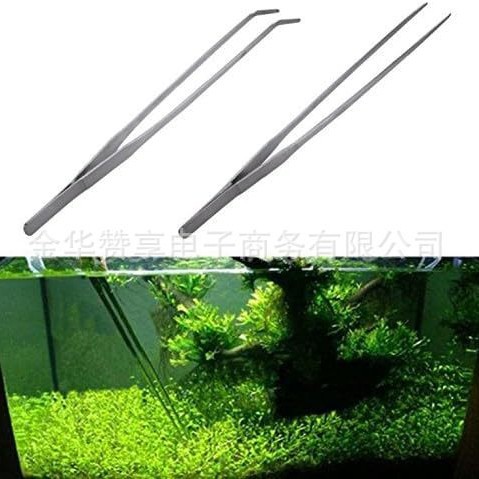 不锈钢水草夹水草镊子水族馆不锈钢工具27cm直头弯头鱼缸造景镊子
