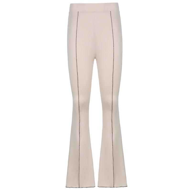 high waist line print milk silk flared pants NSSSN118922