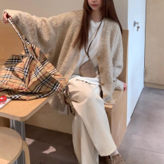 中长款针织开衫女款秋冬韩系穿搭慵懒风外搭上衣宽松气质毛衣外套