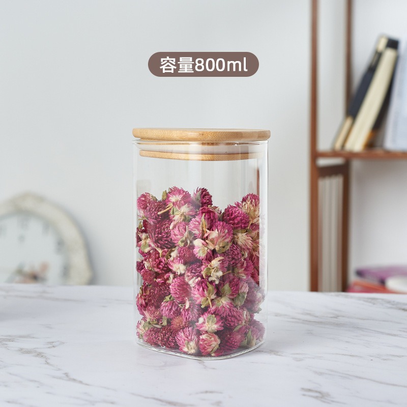 Nuevo vidrio de alto borosilicato sellado latas de té latas de cubierta de bambú triangular botella de caramelo contenedor de almacenamiento image 8