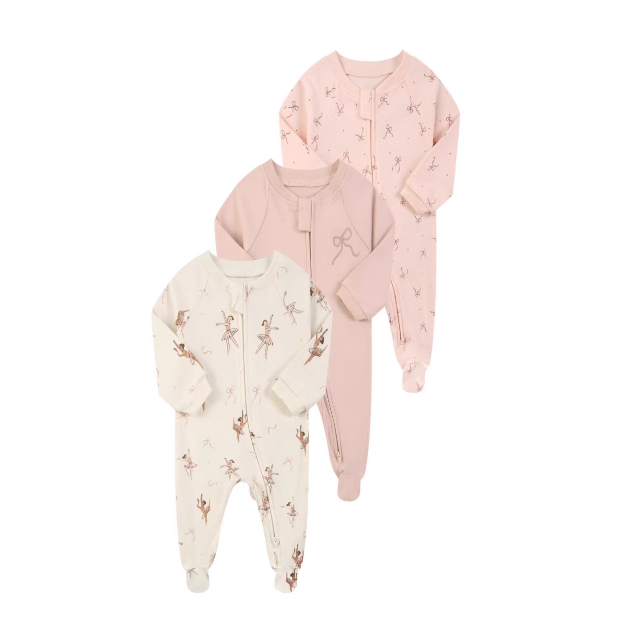 新生婴儿A类连体衣全棉双向拉链款男女宝宝爬服春秋内衣哈衣长袖