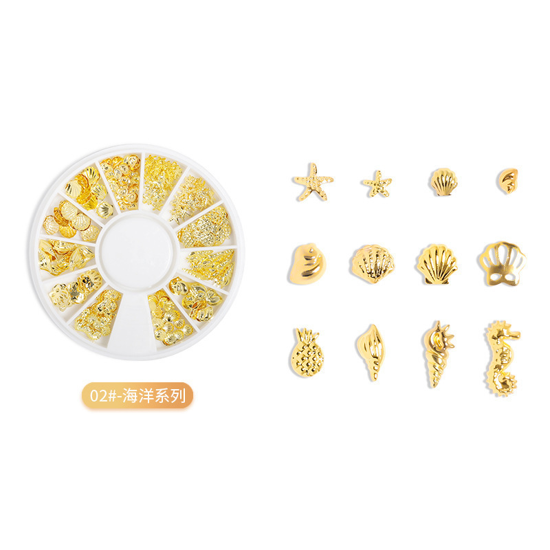 Transfronterizos para el remache de uñas japonés 12 placas de disco hueco de aleación de forma especial de estrella y luna mezclada decoración