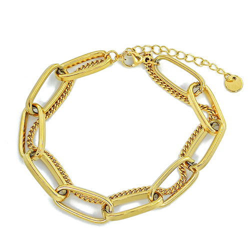 Titanium steel material retro fashion European and American style gold long chain pendant double-layer thick bracelet women's trendy brand accessories fade-resistant