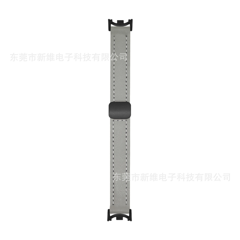 新款皮质牛纹磁吸扣适用小米10手环表带高级感小米手环8/9现货发|undefined