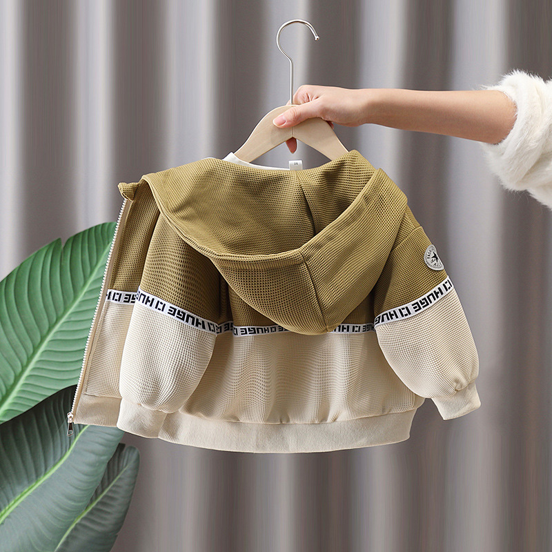 7655 chaquetas de primavera para niños, chicos guapos usan rompevientos con capucha 2025 nueva chaqueta a juego de colores de primavera y otoño