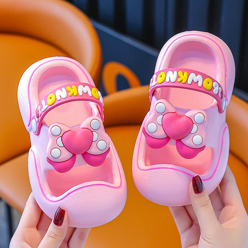 Zapatillas infantiles princesa viento fuera antideslizante agujero de fondo suave zapatos de arco para niñas zapatos de cabeza de bebé niños