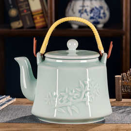 陶瓷水壶冷水壶耐高温茶壶过滤凉水壶老式仿古青瓷家用加厚大容量