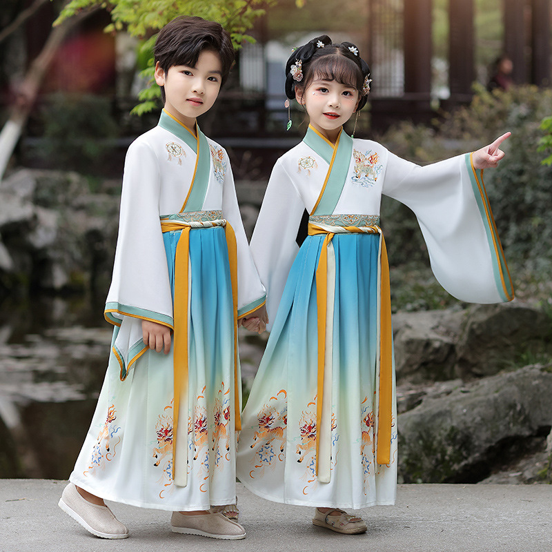 Hanfu children's boys and girls, children's national studies dress, ancient style autumn items, Ruqun Tang suit, autumn, little girls, long sleeves, ancient costume, extremely ethereal.