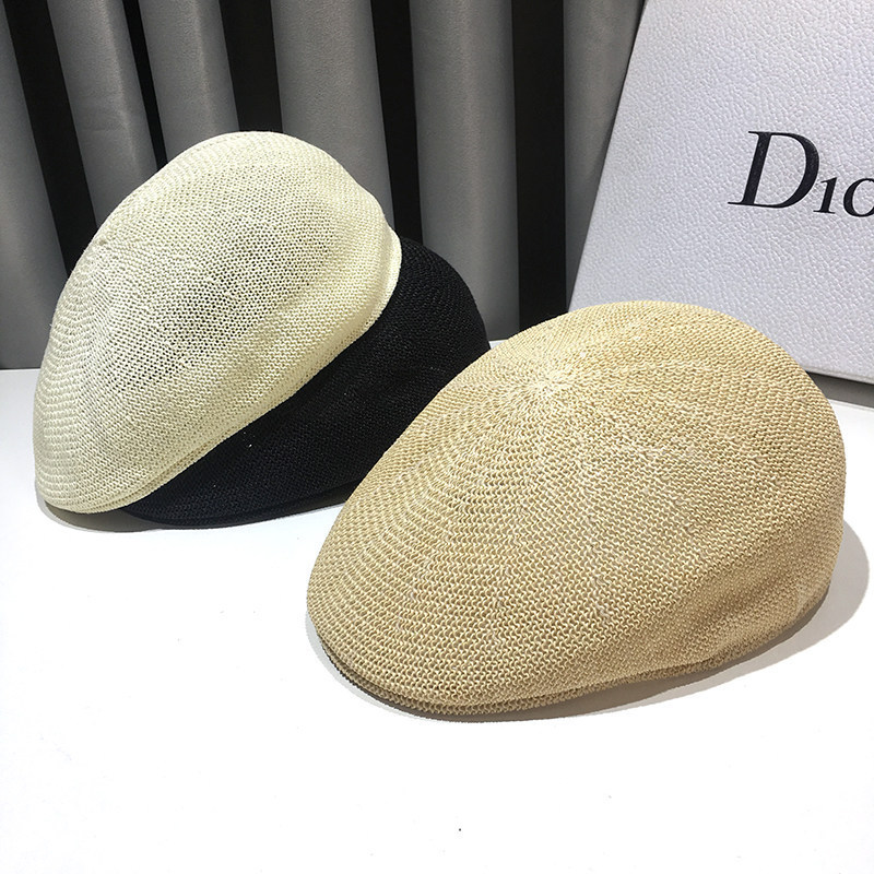 Korean-Style Thin Knit Breathable Forward Cap for Women, Spring and Summer Solid Color Versatile Beret Sunshade Cap