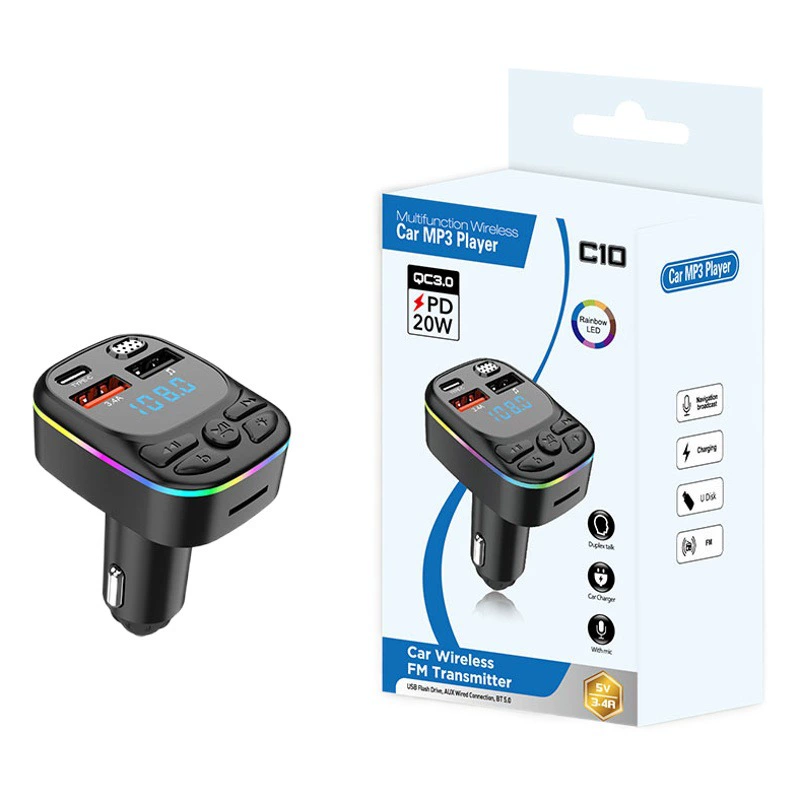 Автомобильный Bluetooth MP3-плеер, громкая связь, проигрыватель карт, автомобильный FM-передатчик, автомобильное зарядное устройство для мобильного телефона