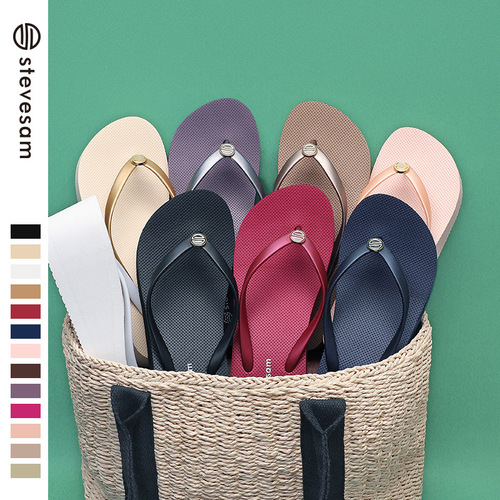 6cm wedge flip-flops for women summer new casual fashion thick-soled sandals and slippers rivet beach slippers wholesale