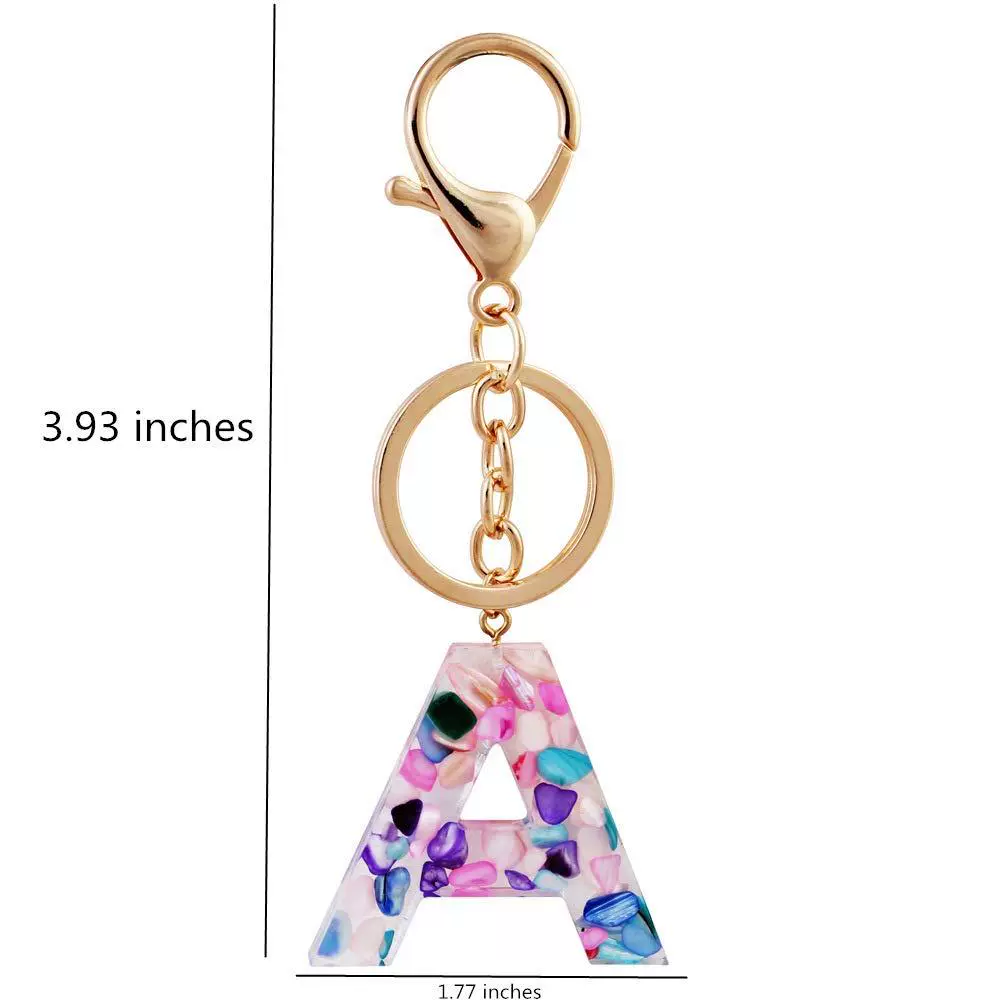 Multicoloured keychain with letters, cute accessory, high quality bag, letter A