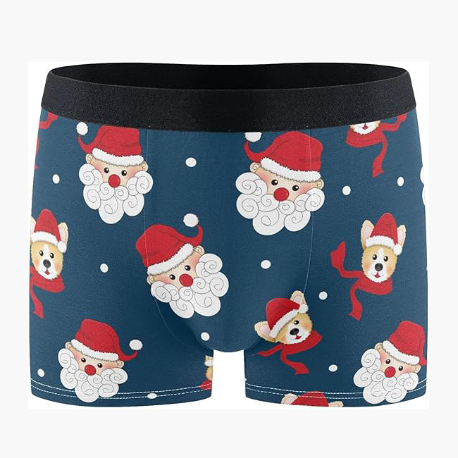 European and American Cross-Border Men's Christmas Funny Comfortable Soft Boxer Briefs New Christmas Print Interesting Mid-Waist Underwear