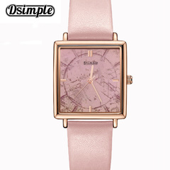 Dsimple 時尚女裝腕錶氣質女生手錶優雅休閒皮革石英手錶方形女表