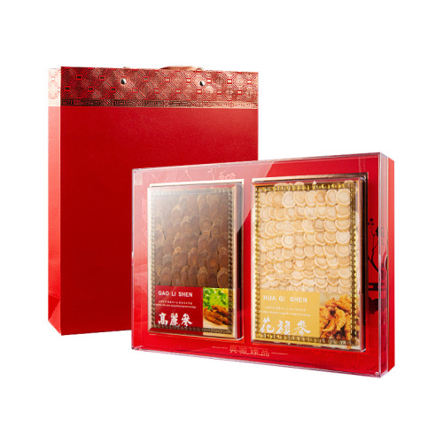 Western and Red Ginseng Dual-Blend Gift Box, Light-Dried Abalone and Fish Maw Delicacies, Seafood and Mountain Treasures, Dried Goods for Chinese New Year Gifts, High-End