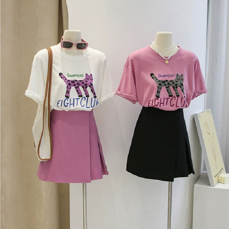 2026 New Summer Pure Cotton Short-Sleeved T-Shirt for Women Korean Style Loose Half-Sleeved Pullover Round Neck Top 23047 #