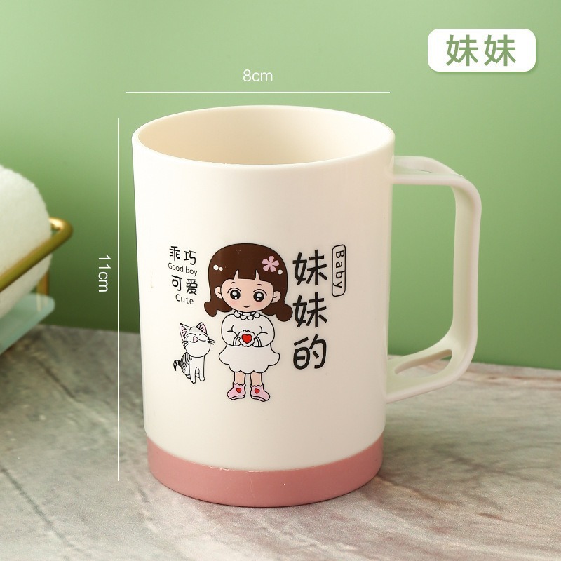 漫画親子歯磨きカップ家族ポートレートセットウォッシュカップ肥厚プラスチック家族マウスウォッシュカッププラスチックボウル|undefined