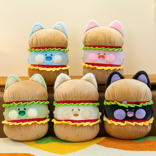 Couple Doodle Cat Transformation Burger Doll Plush Toy Creative Cat Doll Children's Accompanying Gift Wholesale