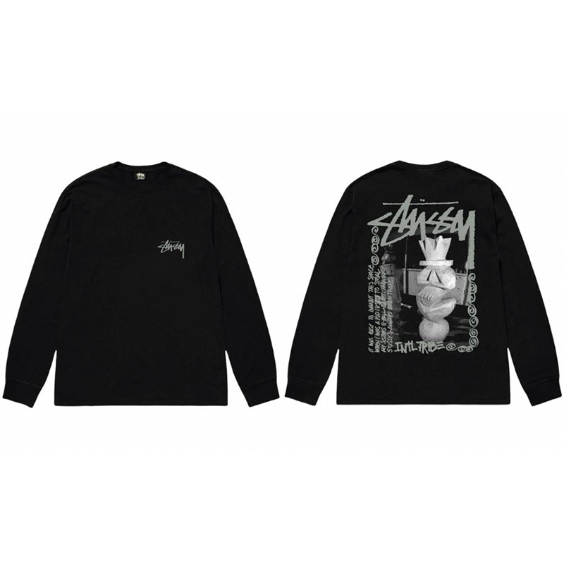 国境を越えた貿易卸売 ステューシー プリント長袖 Tシャツ トレンド ブランド ステューシー カジュアル ルーズ ボトリング シャツ 男女兼用 ius|undefined