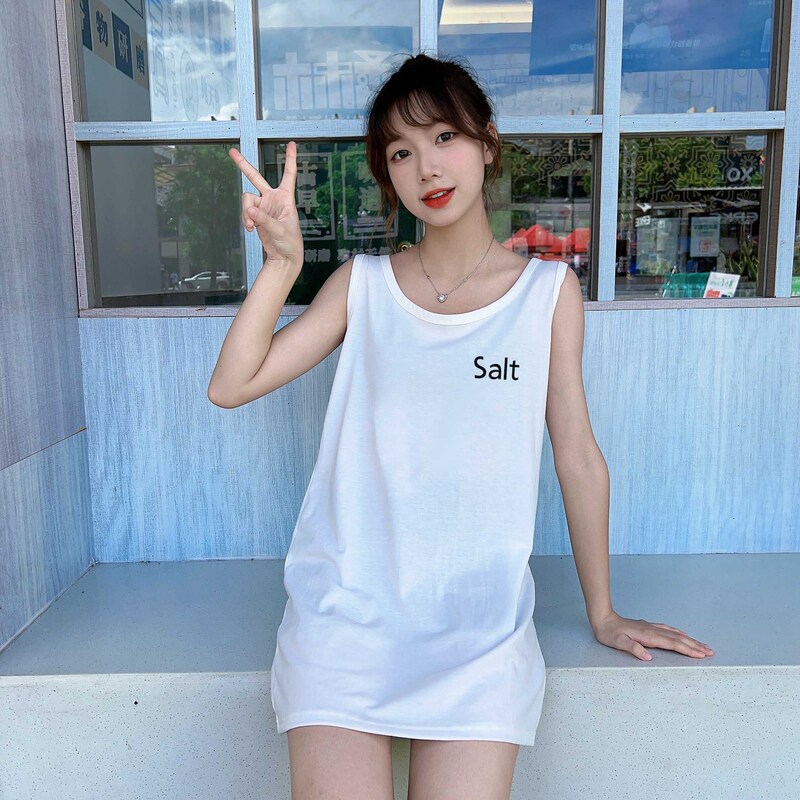 New American Sports Basketball Suit Sling Vest Skirt Sleeveless T-shirt Women's Summer Flesh Covering Slimming Mid-length Top Women New American Sports Basketball Suit Sling Vest Skirt Sleeveless T-shirt Women's Summer Flesh Covering Slimming Mid-length Top Women