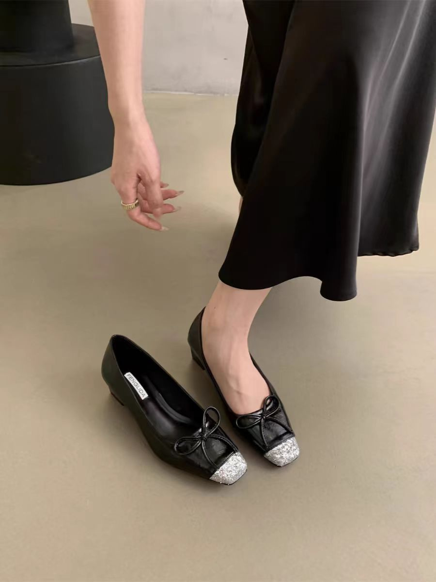 High-End Square-Toe Shallow Mouth Single Shoes For Women, Spring And Autumn New Korean Style French Elegant Evening_vogvips.com