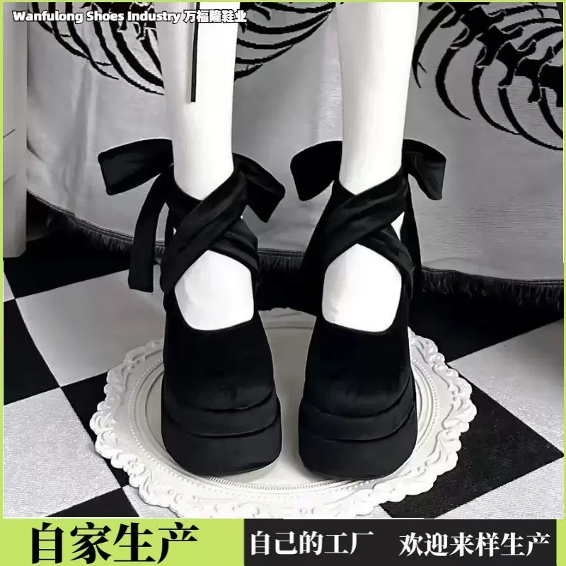 黑色玛丽珍高跟鞋女春秋季2024年新款粗跟法式洛丽塔jk芭比单鞋子