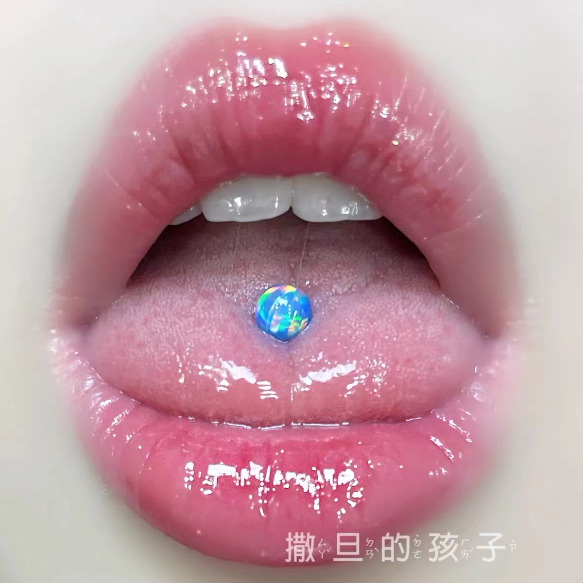 Aurora Opal Tongue Nail Opal External Thread High Quality Jelly Color Opal Nebula Opal Wholesale Tongue Piercing Barbell detail image 7