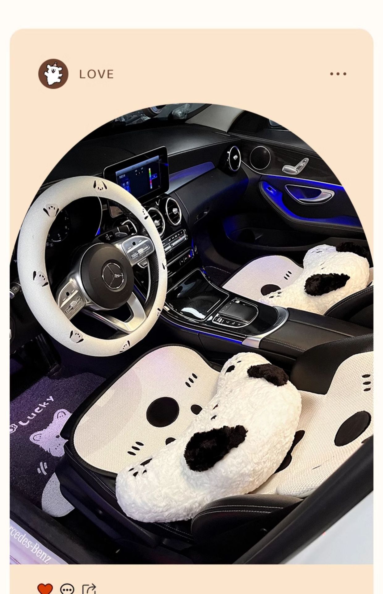 Linen Car Seat Cushion, Suitable for All Seasons, Women's 2025 New Model, Cute Puppy Design, Rear Seat Single Piece, Skin-Friendly and Breathable Seat Cover