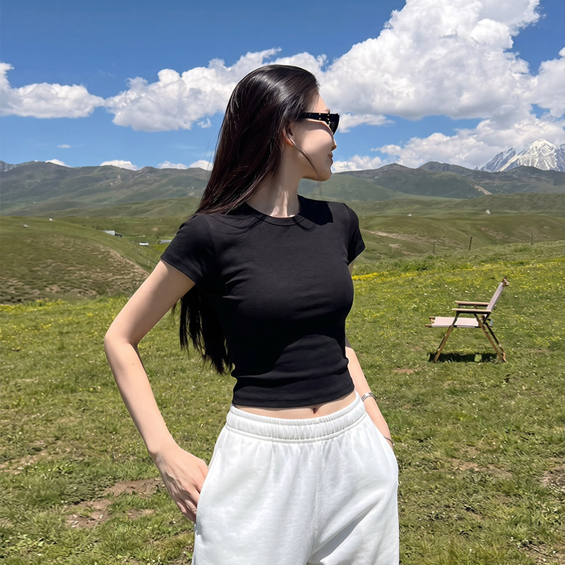 YOUYE Thirteen Lines Women's 2026 Summer Short-Sleeve T-Shirt, Women's Stretchy Slim-Fit Base Layer, Short Top, Base Shirt YOUYE Thirteen Lines Women's 2026 Summer Short-Sleeve T-Shirt, Women's Stretchy Slim-Fit Base Layer, Short Top, Base Shirt