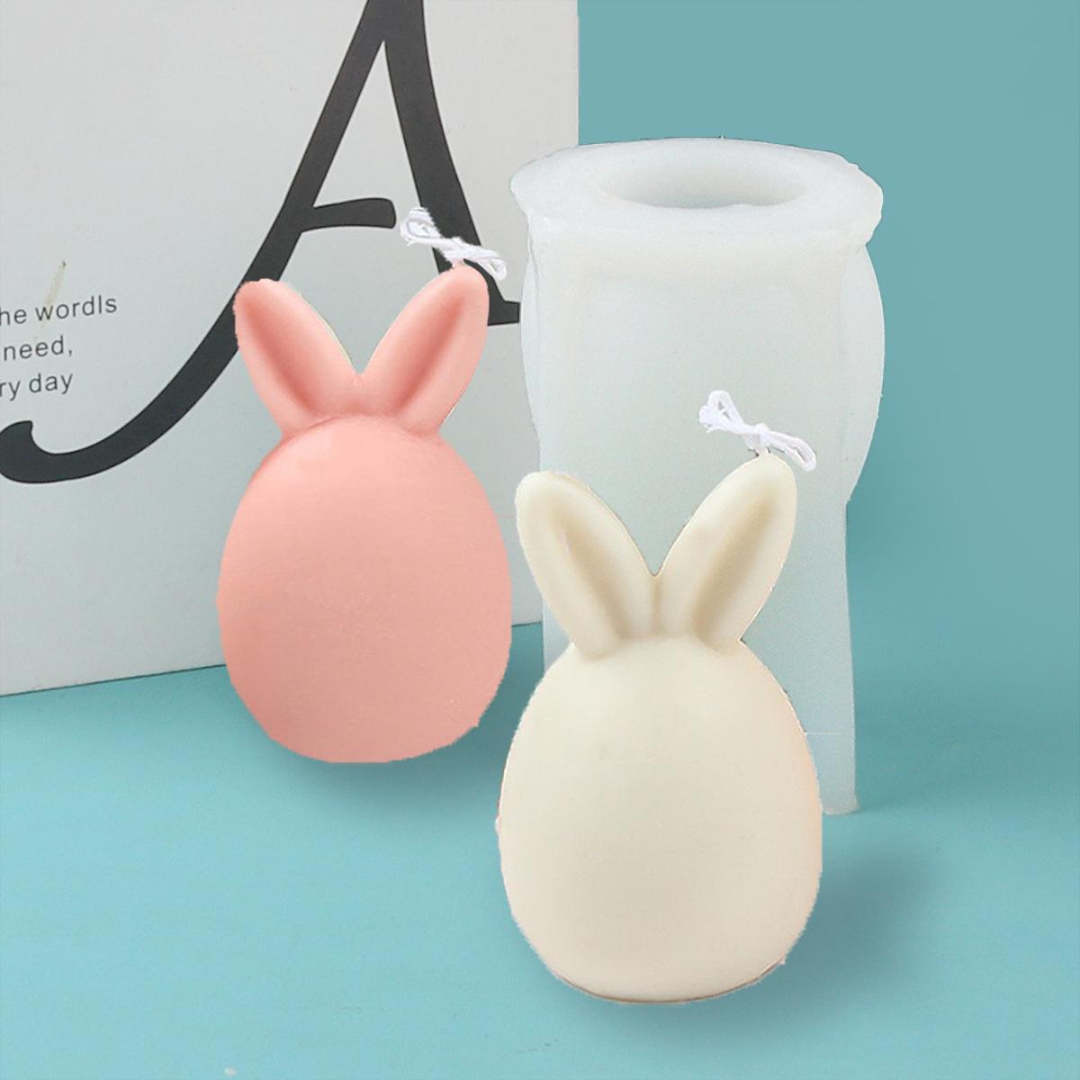 Pascua conejo vela molde de silicona DIY hecho a mano conejo aromaterapia vela yeso fragancia molde de silicona