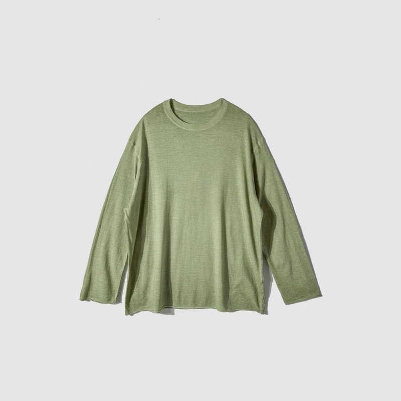 Japanese-Style Cloud-Dyed Knitted Long-Sleeve T-Shirt in Long-Staple Cotton Japanese-Style Cloud-Dyed Knitted Long-Sleeve T-Shirt in Long-Staple Cotton