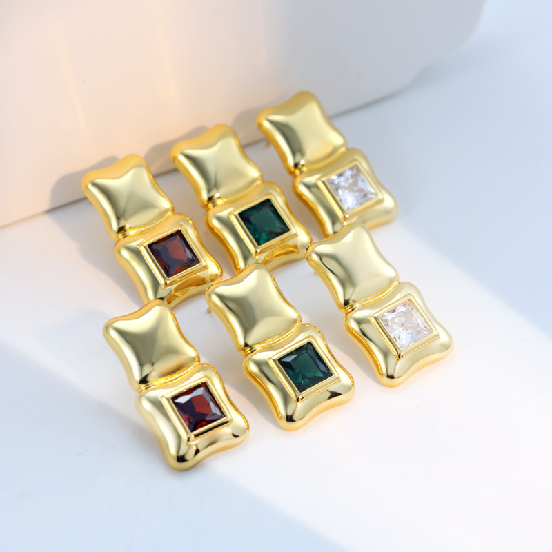 fashionable square stone inlay with zircon