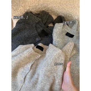 Gray Raccoon Velvet Knitted Cardigan Tops Women's 2025 Autumn and Winter New Thickened Sweater with Bottoming Premium Top