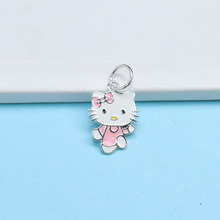 hello kitty猫吊坠 s925银滴胶猫咪挂件diy儿童手绳手链银饰配件