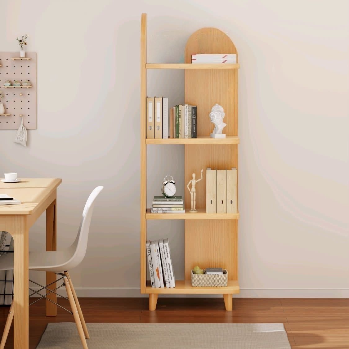 Bookshelf Home Corner Bookcase Bedroom Storage Rack Floor-Standing Living Room Storage Solid Wood Legs Modern Simple Home Bookshelf