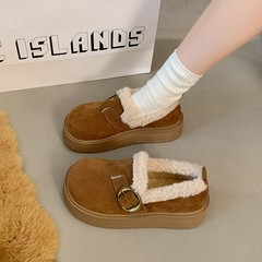 厚底加绒豆豆勃肯鞋女2025新款秋冬季乐福鞋博肯棉鞋子保暖雪地靴