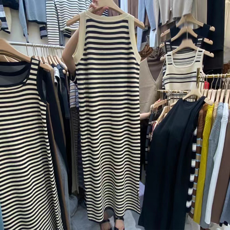 Women's Sheath Dress Simple Style Round Neck Stripe Sleeveless Stripe Maxi Long Dress Daily display picture 2
